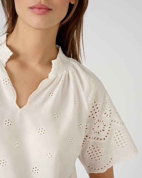 Blouse voile de coton broderie anglaise