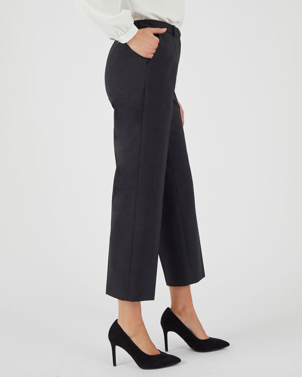 Pantalon large mélange laine bi-stretch