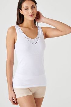 Kontakt - Caraco femme en coton stretch - Blanc - Drest